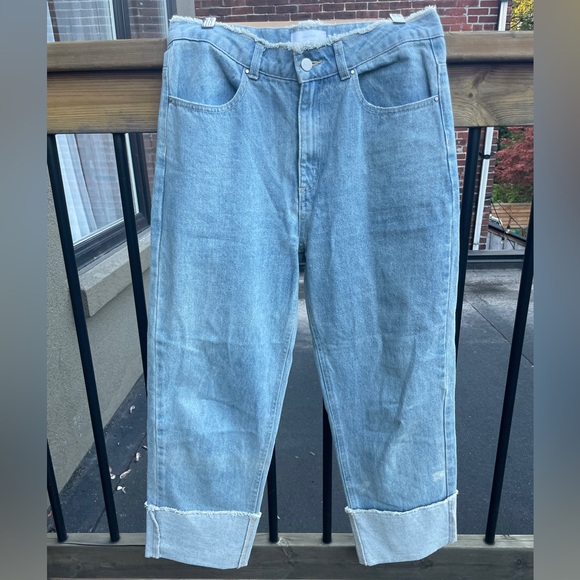 OAK + FORT Denim - Oak + Fort Cuffed Straight Blue Jeans